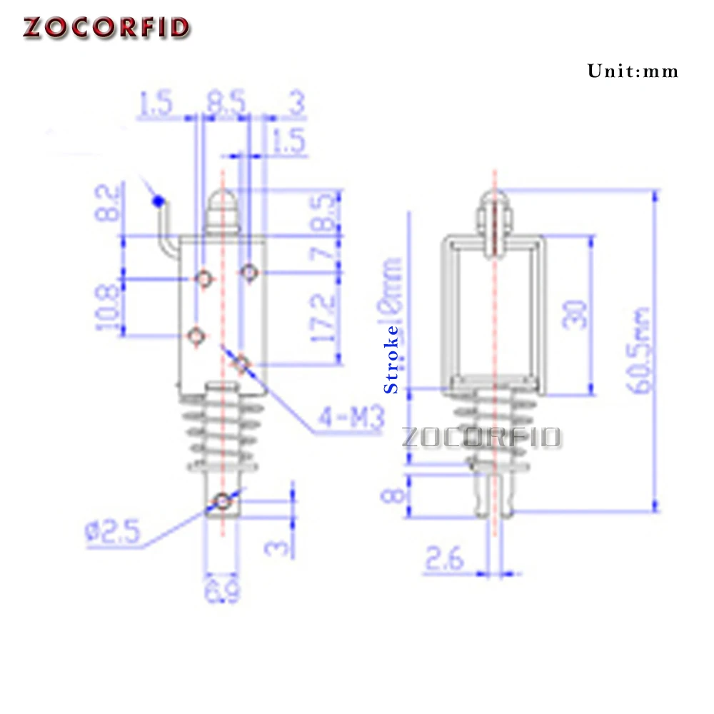 0630B ใช้งานง่ายเปิดกรอบ Actuator Linear ทนทาน Push Pull เครื่องมือ Solenoid แม่เหล็กไฟฟ้ามินิไฟฟ้าแม่เหล็ก DC ผ่าน T