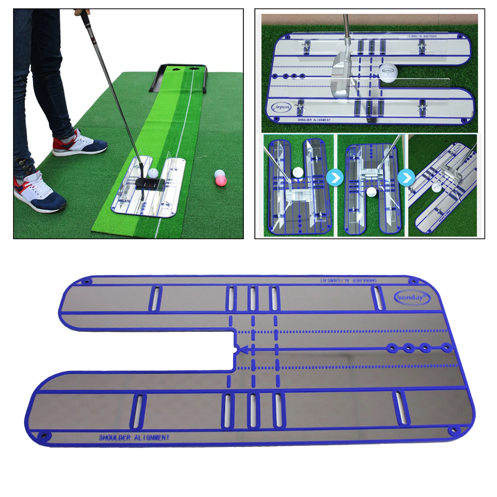 Golf Putting Mirror Portable Golf Training Aid Trainer Practice Supplies Putting Mat for Indoors Golf Gadgets Accessories