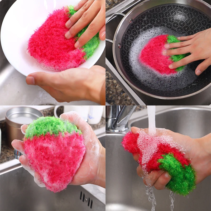 Anti-fat Dishcloth Kitchen Towel Magic Washing Wipes Household Goods Useful Things Scourer New Pot Rags Table Cloth Fruit Shape