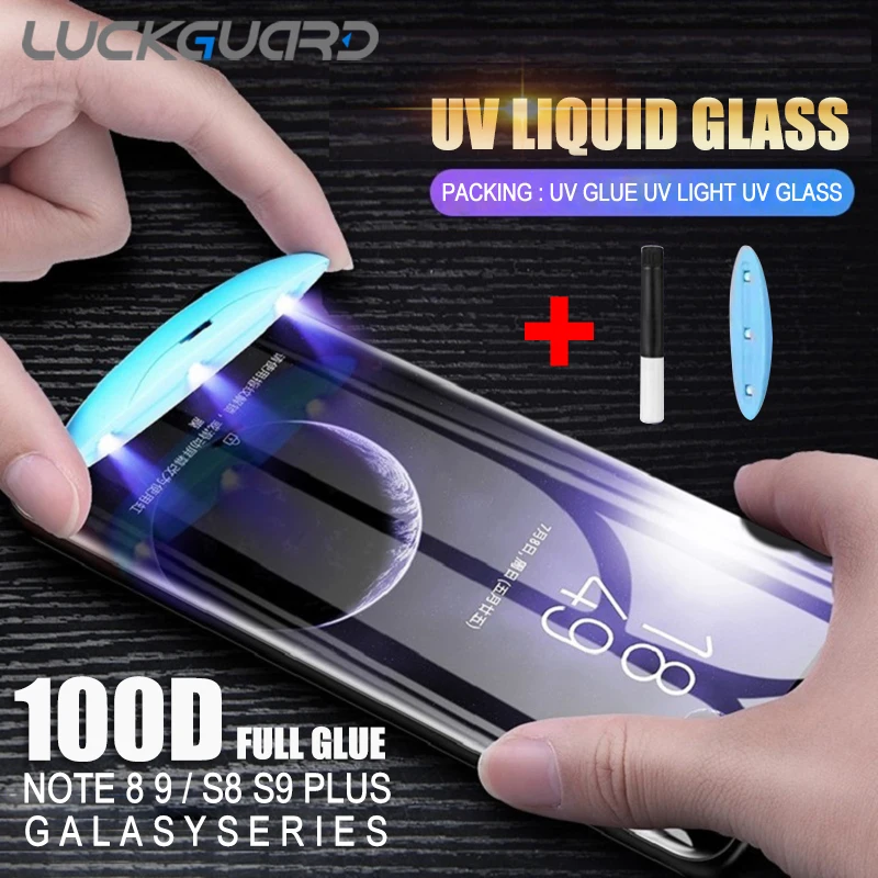 UV Curved Full Glue Tempered Glass For Samsung Galaxy S8 S9 S10 Plus S20 S21 S22 S23 S24 Ultra Note 8 9 10 Screen Protector Film