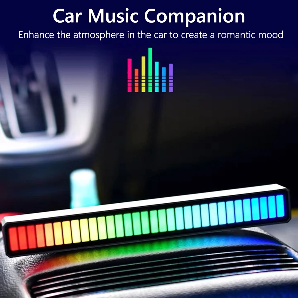 RGB Activated Music Rhythm Lamp Bar Sound Control LED Car Atmosphere Light Bar Colorful Music Ambient Pickup Lamp