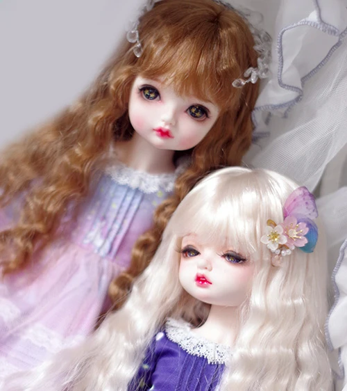 D03-P576 children toy BJD DD SD MSD 1/6 1/4 1/3 doll's Photo props Accessoriess Pink golden milk silk wavy long curly hair 1pcs