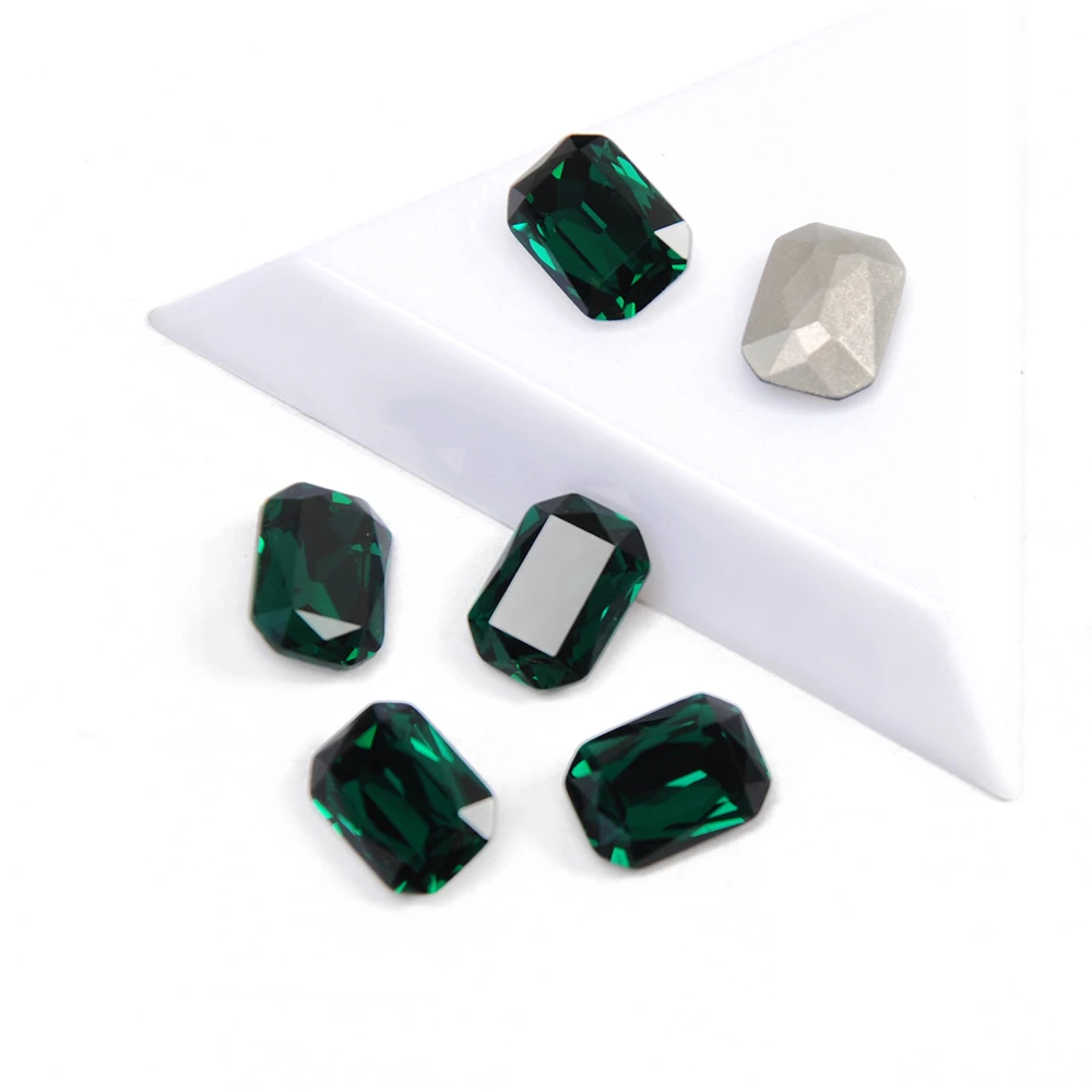 CTPA3bl 4627 K9 Glitter Glass Rhinestones Emerald  Color Octagon Shape PointBack Stone 3D Jewelry Making Beads DIY Nail Art Gems