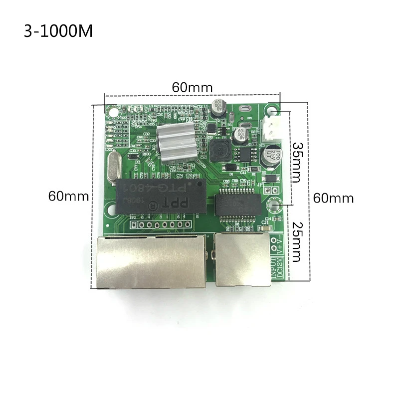 Gigabit Switch Module Wordt Veel Gebruikt In Led Lijn 3/4Port 10/100/1000Mbps Contact poort Mini Schakelaar Module Pcba Moederbord