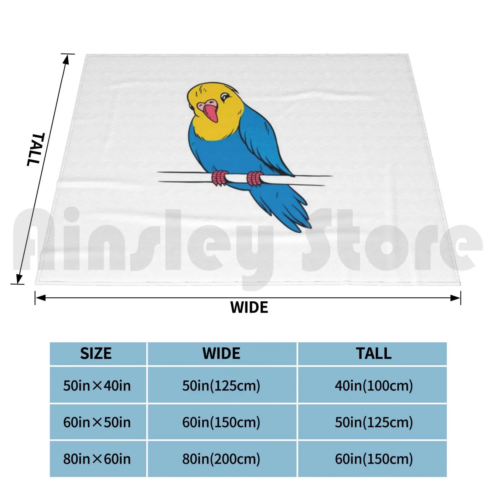 Cute Budgie Bird Blanket Fashion Custom Budgie Cute Bird Parakeet Budgie Parrot Birds Blue Cockatiel Green