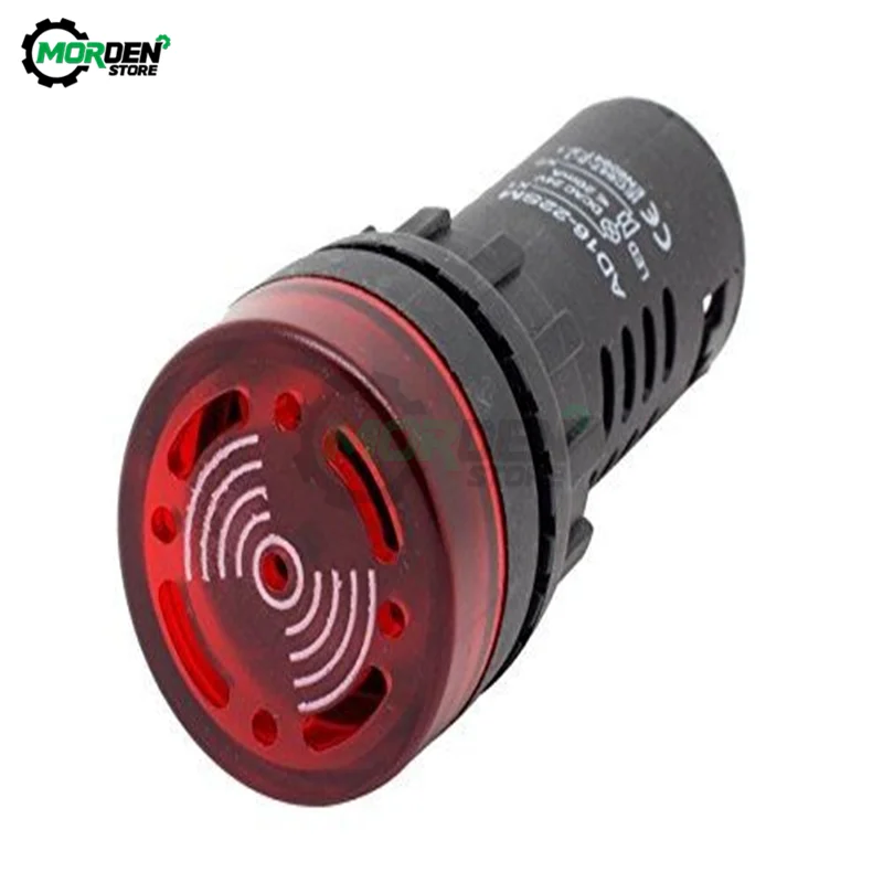 DC 12V 24V AC 110V 220V LED Light Flash Alarm Buzzer LED Signal Light Indicator Light Warning Lamp Red Green Yellow AD16-22SM