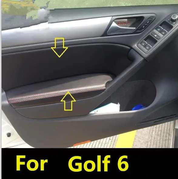 For Volkswagen Golf 6 Microfiber Front / Rear Door Panel + Armrest Leather Cover Protective Trim car accessories interior