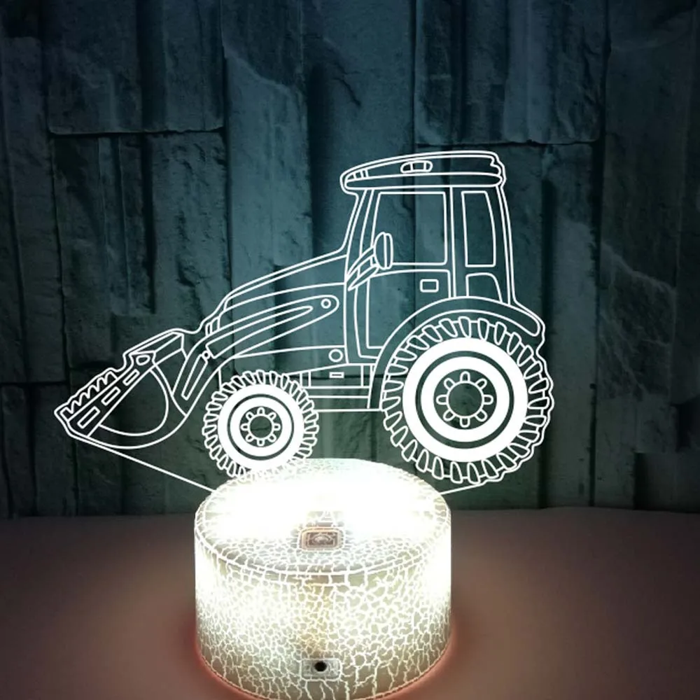 New Bulldozer 3d Night Light Colorful Touch Remote Control Led Visual Gift 3d Lamp Christmas Decorations Usb Nightlight