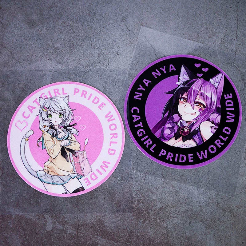 NYA Catgirl Pride World Wide Stickers Anime Two Dimensional Waterproof Reflective Suitcase Laptop Car Truck Sticker Girls Toys