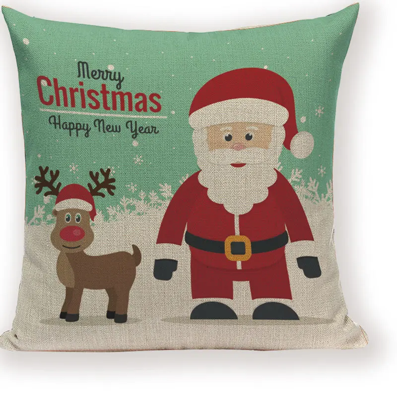 Merry Christmas Santa Claus Happy Christmas Tree Polyester Sofa Bed Decorative Wedding Decoration Birthday Party Throw Pillow C