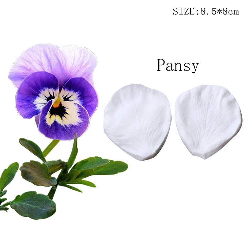 Pansy Flower Leaf Veiners Silicone Mold DIY Fondant Cake Surgar Gumpaste Clay Baking Water Paper Utensils M2478