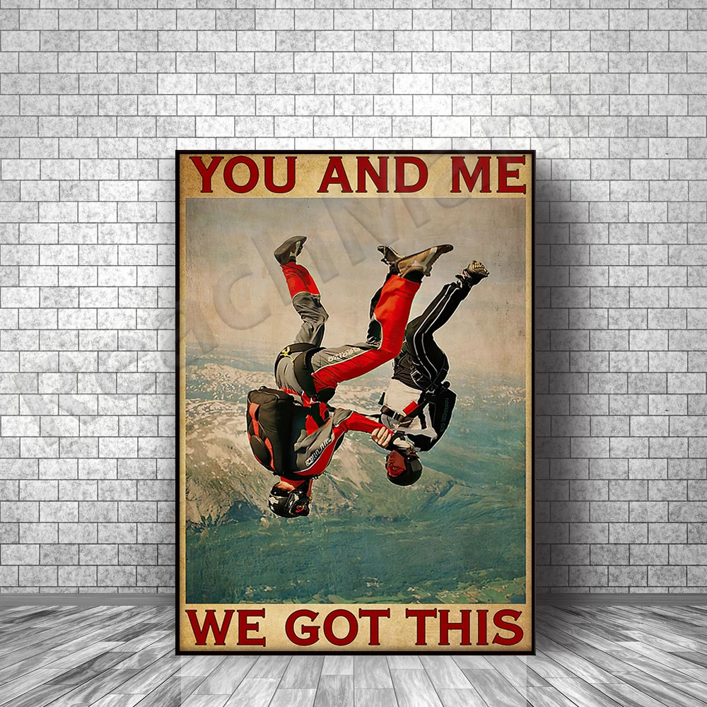 Parachutisme parachutisme زوجين affiche vous et moi Nous Vamos obtu onu affiche maison salé à pare-dessus