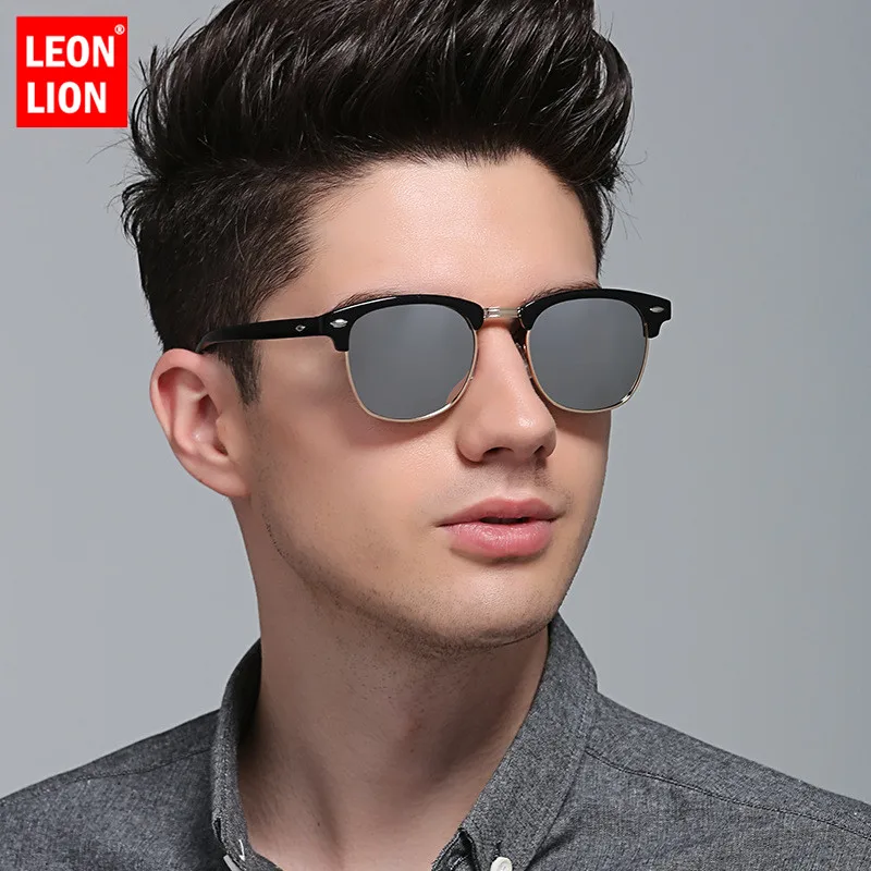 

LeonLion 2023 Polarized Semi-Rimless Sunglasses Women/Men Vintage Rice Nail UV400 Classic Eyewear Brand Designer Sun Glasses