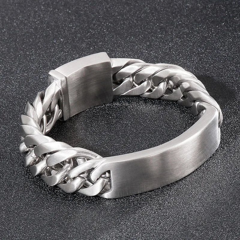 Fashion stainless steel jewelry punk gothic rock style creative sand surface curved brand men\'s titanium steel bracelet