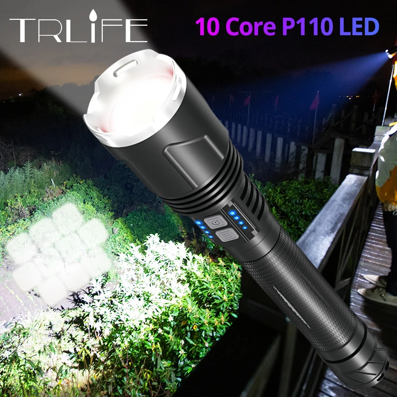 Super Bright XHP110 Powerful Flashlight Torch 26650 Battery USB Rechargeable Led Flashlight Tactical Flash Light USB Zoom Lamp