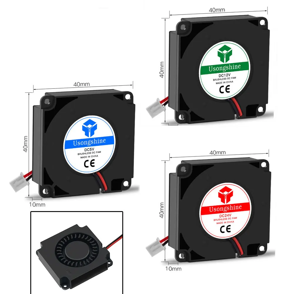 Turbine Fan 5V 12V 24V 40mm * 10mm 4010 DC Turbo Fan 5V Bearing Blower Radial Cooling Fans for Creality CR-10 Kit 3D Printer