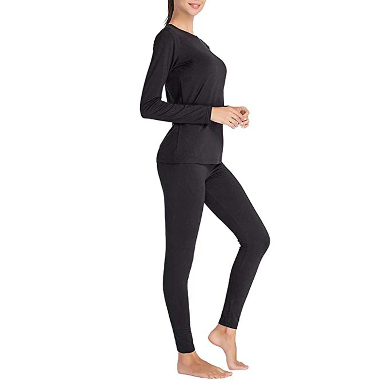 Ropa interior térmica para mujer, conjunto de Tops pantalones largos y cálidos, ropa de dormir forrada de felpa ultrasuave, Otoño e Invierno