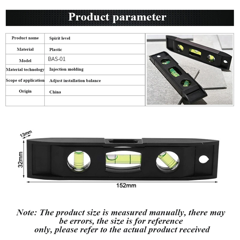 

15cm Spirit Level 3 Bubble Level Magnetic Torpedo Gradienter Level Portable Level Ruler Measuring Tool