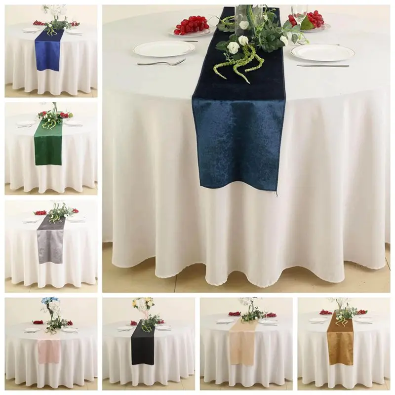 

Wholesale Price Poly Velvet Table Runner Banquet Tablecloth Runners For Wedding Event Decoration