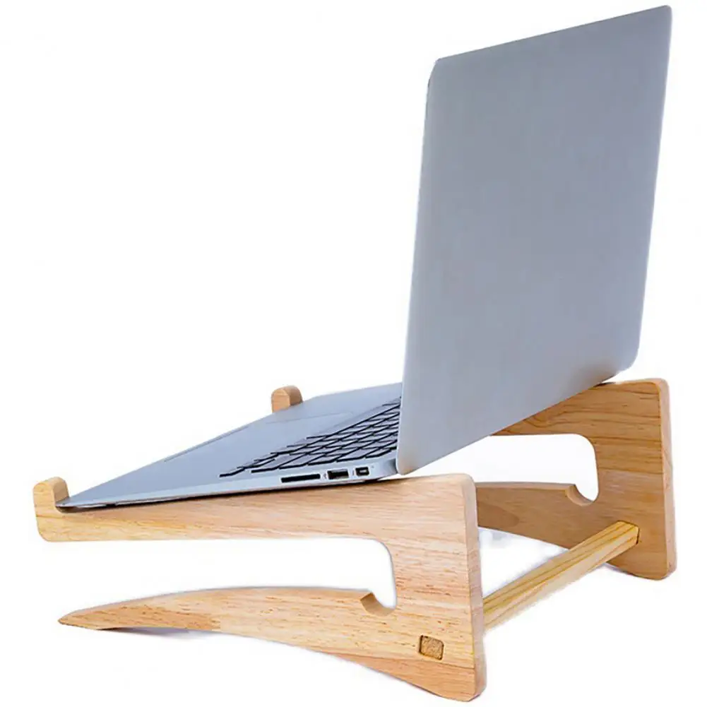 Multi-purpose Laptop Stand Riser Strong Bearing Capacity Notebook Mount Efficient Heat Dissipation Wood Laptop Holding Stand