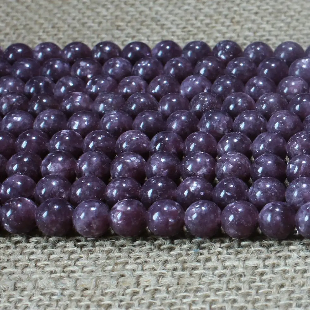 Natural Round AA Purple Lepidolite Gemstone Loose Beads 4 6 8 10 12 14mm For Necklace Bracelet DIY Jewelry Making 15inch Strand