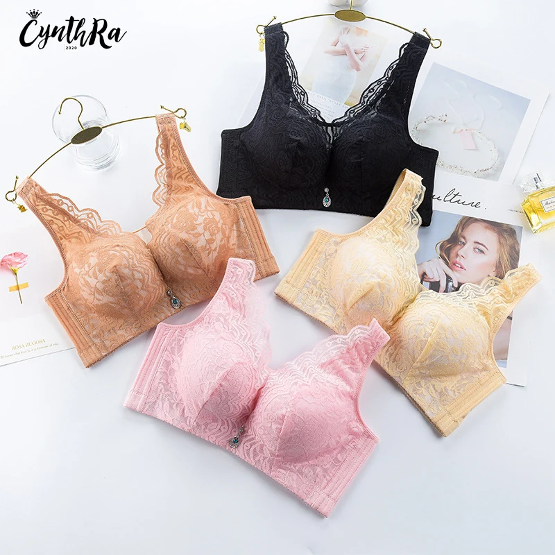 Lingerie Sexy Lace Women Push Up Wireless Cotton Pink Adjust Bras Large Full Cup Bra Plus Size Underwear