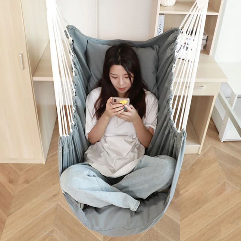 

Hanging Hammock Indoor Home Bedroom Hanging Lazy Rope Chair Portable Ski Lift Travel Outdoor Camping Swing Chair Thick Bed