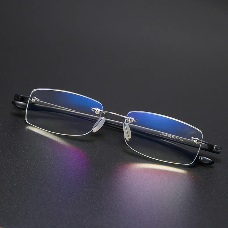 Square Rimless TR90 Reading Glasses Anti-Blue Light Presbyopic Eyeglasses Utra-light Frameless Glass Frame Men Women grade glass