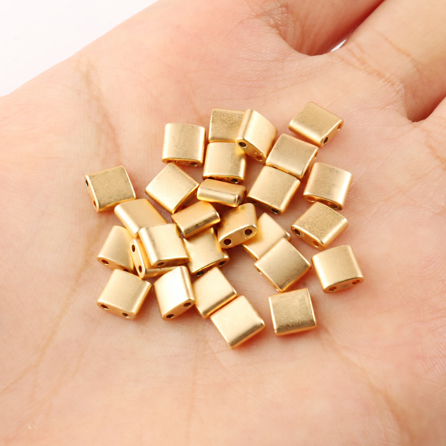 Wholesale Hematite Two Hole Beads Gold Silver Color Charms Geometric Pattern Flat Beads For Bohemia Necklace Wristband Making
