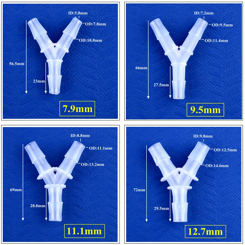 5 ~ 200 sztuk 2.4 ~ 12.7mm PP y-style Tee złącza zbiornik akwarium Aerator pompy powietrza wąż złącze typu Pagoda nawadniania złącza rur