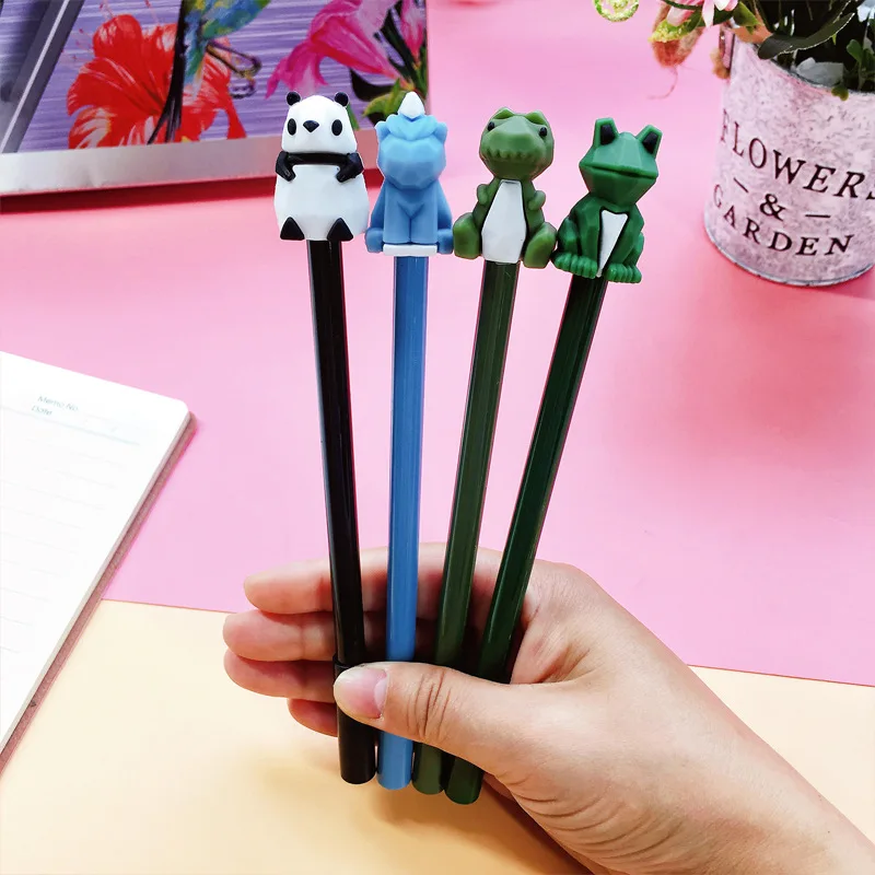 

50PCS Cartoon Blackwater Student Signature Pen Cute Dinosaur Panda Geometric Section Animal Gel Pens stationery