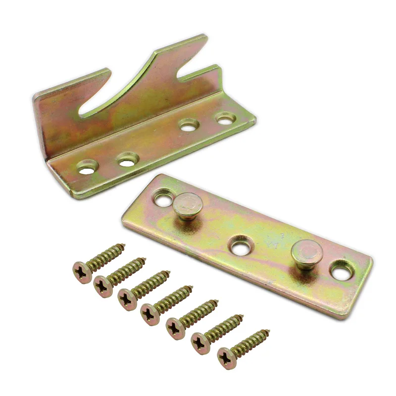 4 PCS เตียงวงเล็บ,No-Mortise เตียงอุปกรณ์ชุด,heavy Duty Rust กรอบสำหรับเชื่อมต่อไม้