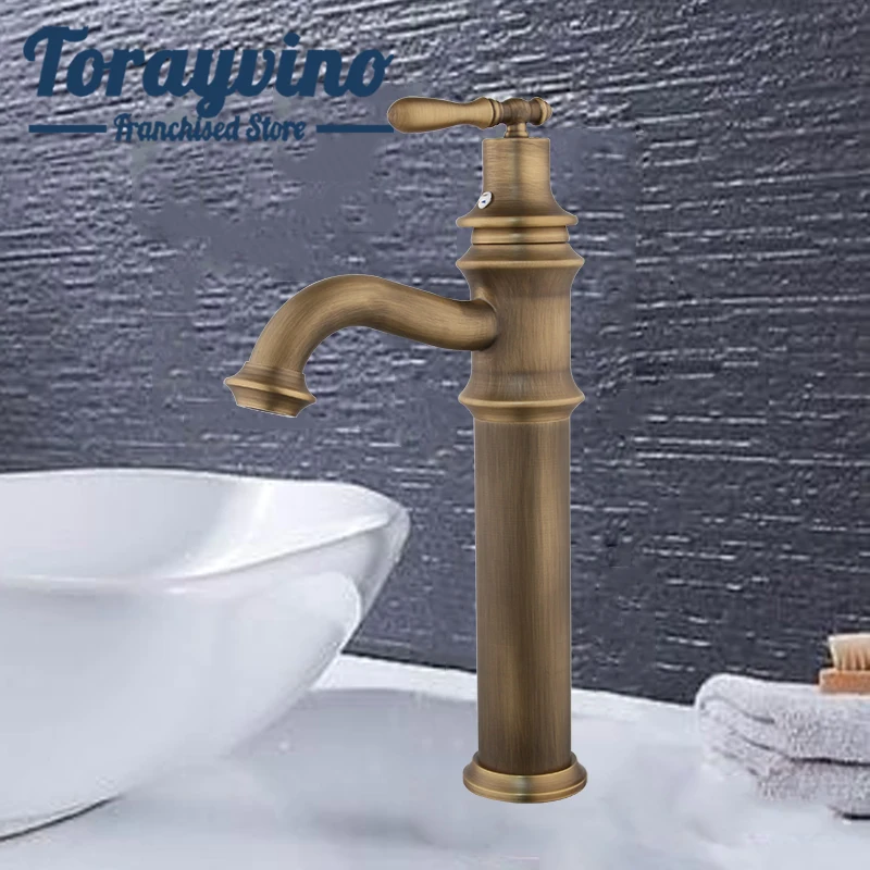 

luxurybathroom faucet basin torneira com misturador deck mounted antique faucets brass single handle basin hot & cold mixer taps