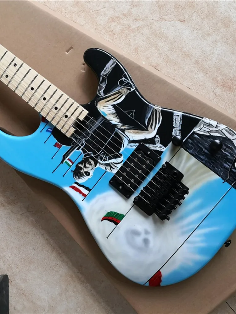 Electric Guitar with Handmade Painting, Color Can Be Customized, ET to Your Requirements, 6 Strings