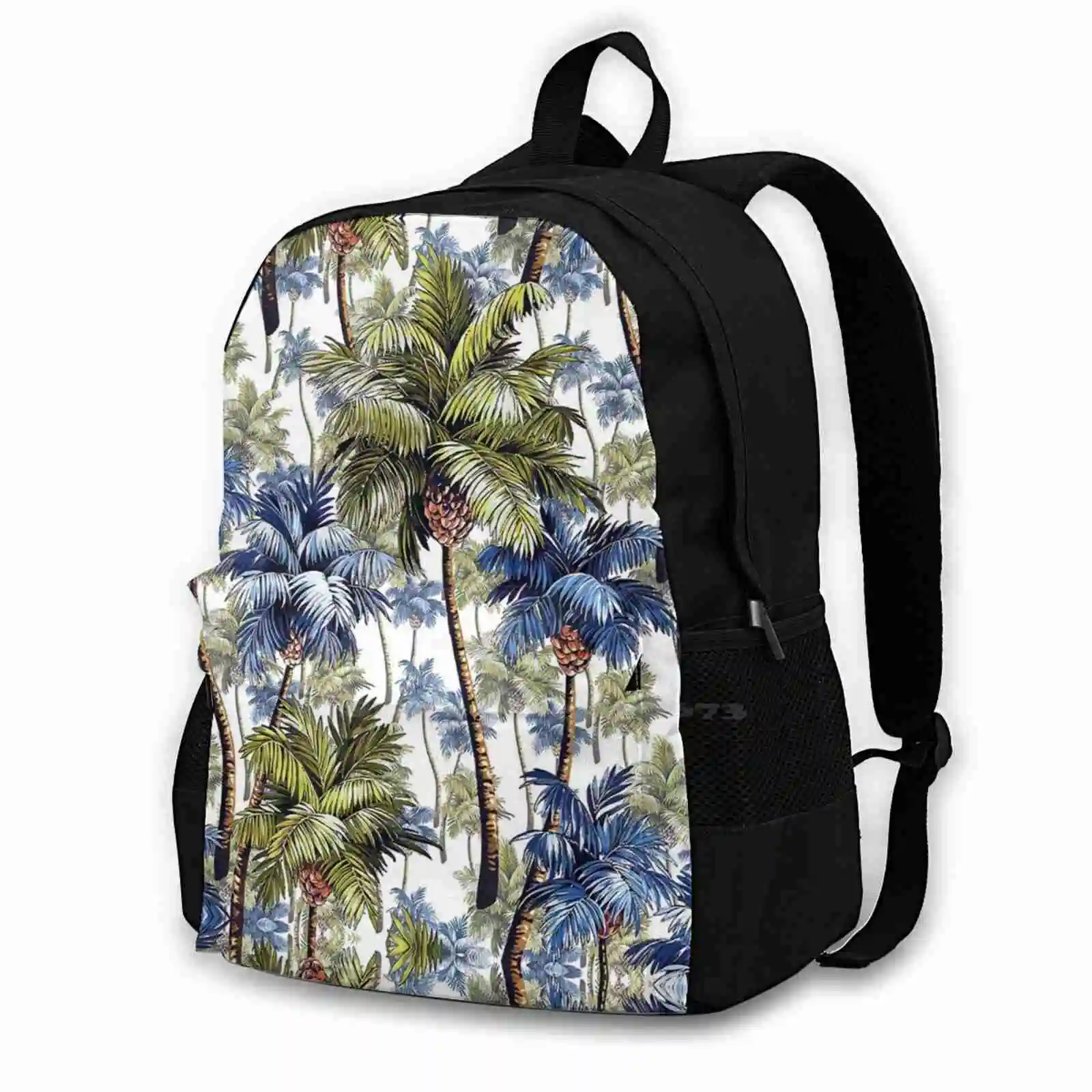 Palm Trees Pattern Print Hot Sale Schoolbag Backpack Fashion Bags Palm Tree Trees Blue Green White Tropical Jungle Arecaceae