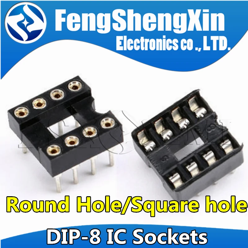 20pcs DIP-8 Round Hole Square hole 8 Pins 2.54MM DIP DIP8 IC Sockets Adaptor Solder Type IC Connector