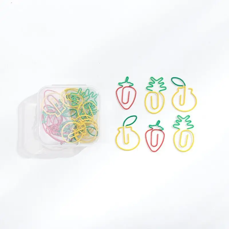 MINKYS Kawaii 10pcs/lot Strawberry Lemon Carrot Metal Paper Clip Christmas Song Decorative Bookmark Binder Clips Stationery - Image 6