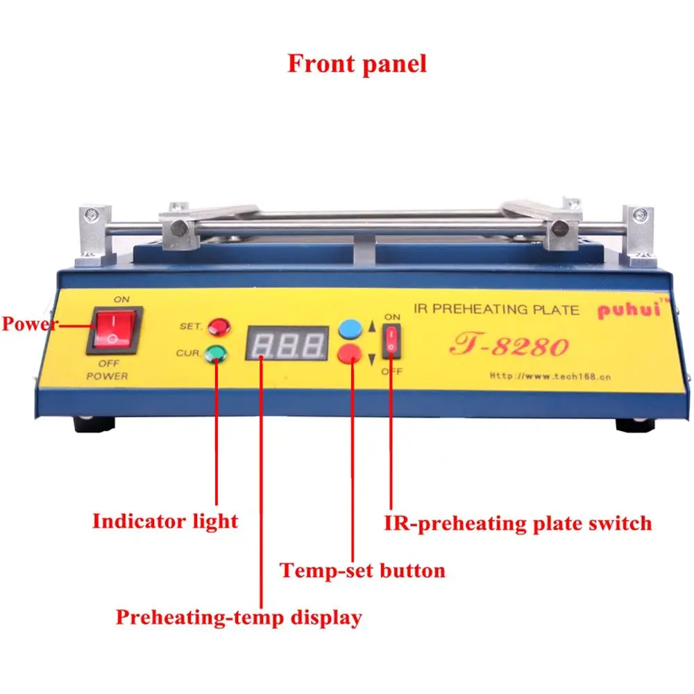 T-8280 PCB Preheater IR Infrared Preheating Station Preheat Plate SMD Rework Station 0-450degree Celsius Solder Repair 110V/220V