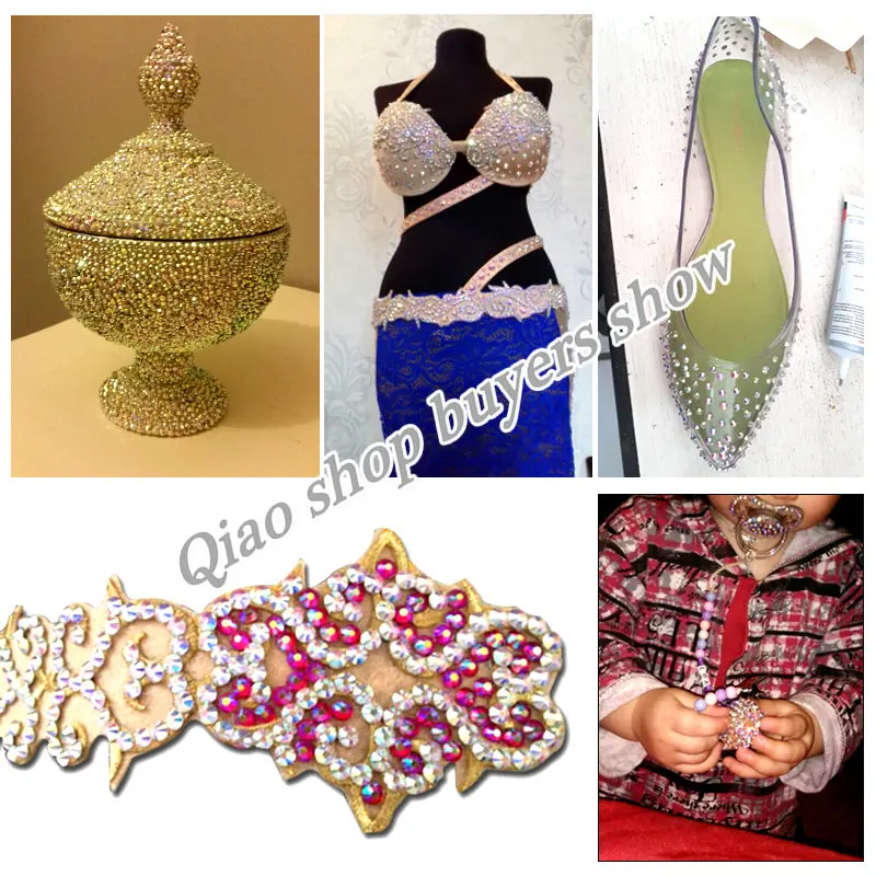 QIAO Light Siam AB Hotfix Rhinestones For Clothing&Wedding Garment Flat Back Hot Fix Crystals Rhinestone Accessories