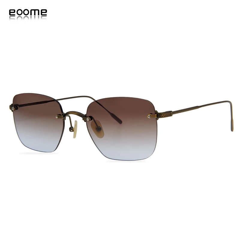 Titanium Rimless Sunglass Small Square Shape Summer Bright Color Night Driving Yellow Lens Flexiable and Light Sunglass