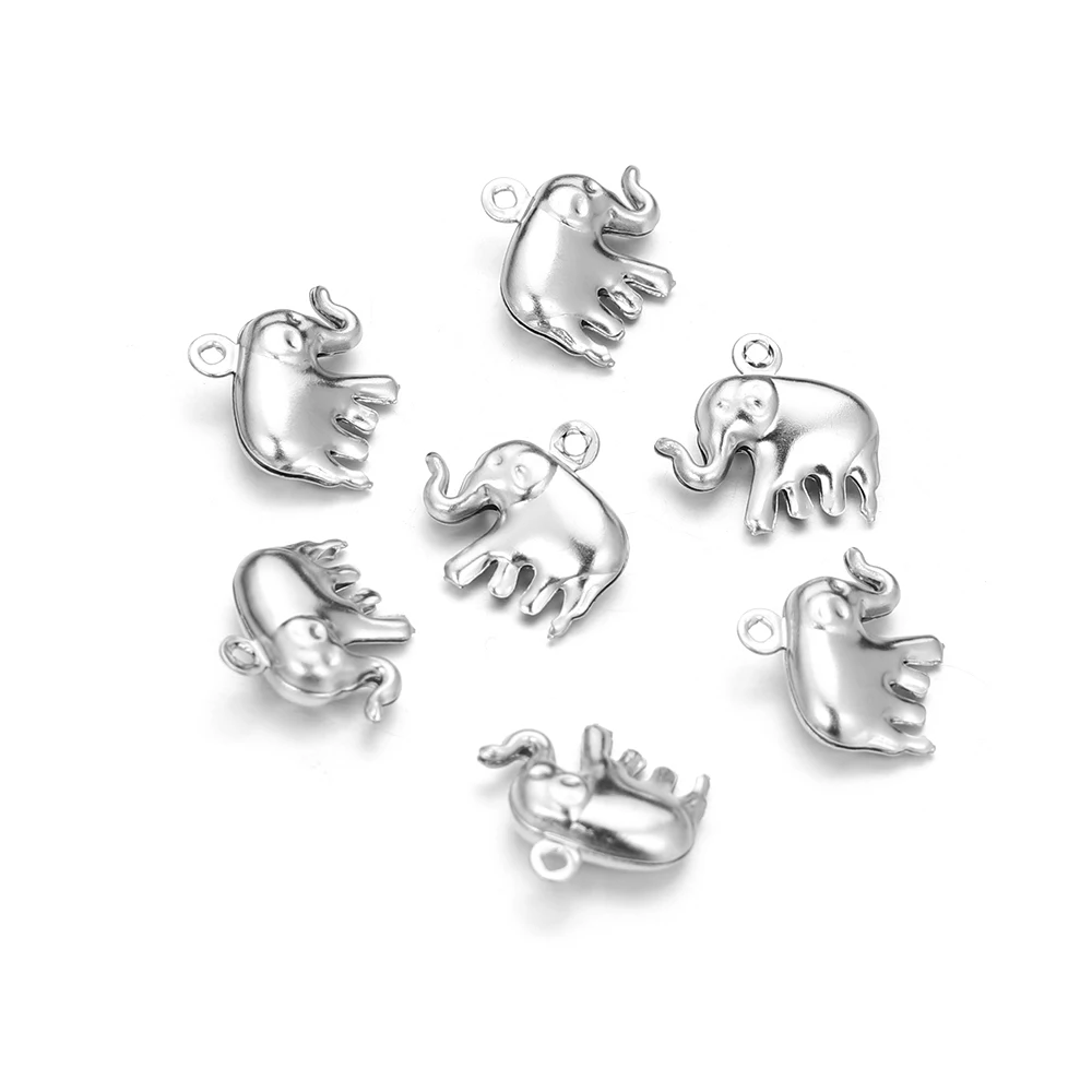 Semitree 10pcs Stainless Steel Hollow Shell Heart Elephant Angel Charms Bracelets Necklace Making DIY Jewelry Making Supplies