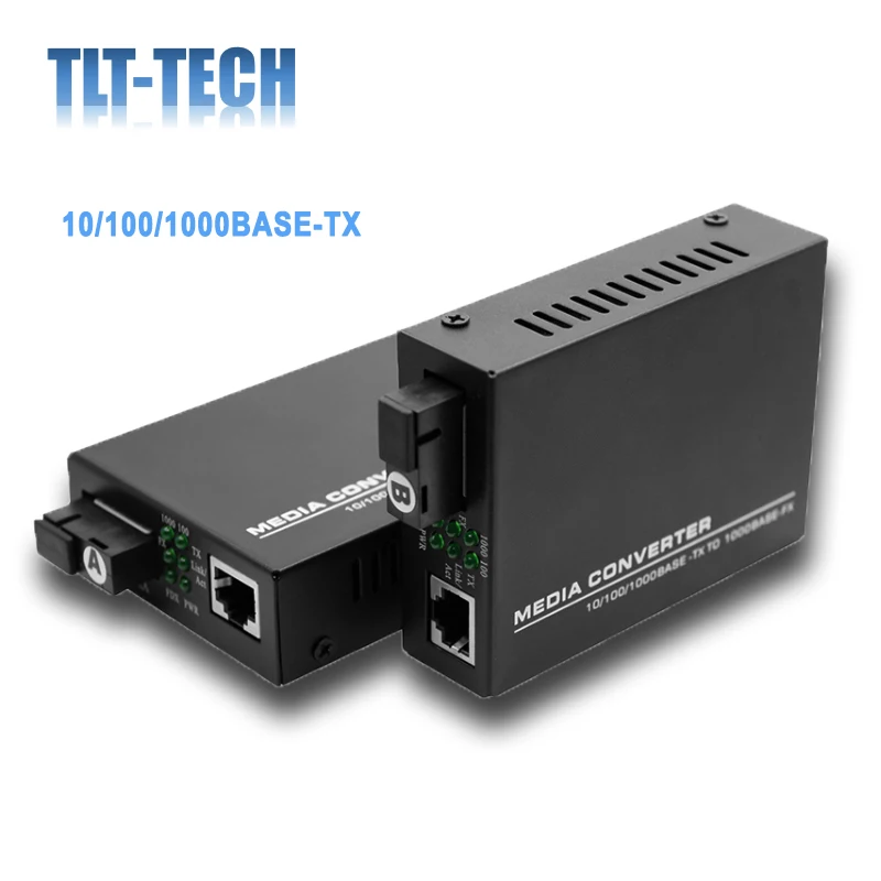 

Gigabit Fiber Media Converter Single-Mode SC (SFP LX Transceiver Included), up to 20KM, 10/100/1000Base-Tx to 1000Base-FX