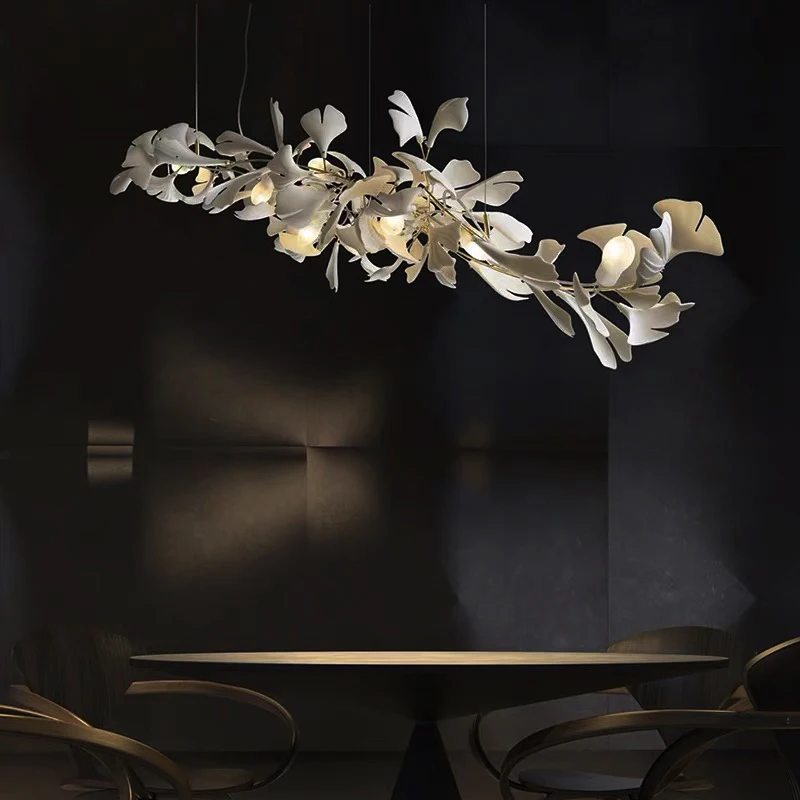 Phube Modern Chandelier Light With Porcelain Leaves Tree Branches Hanging Lamp For Dining Room 18K Gold Hanging Light Fixtures