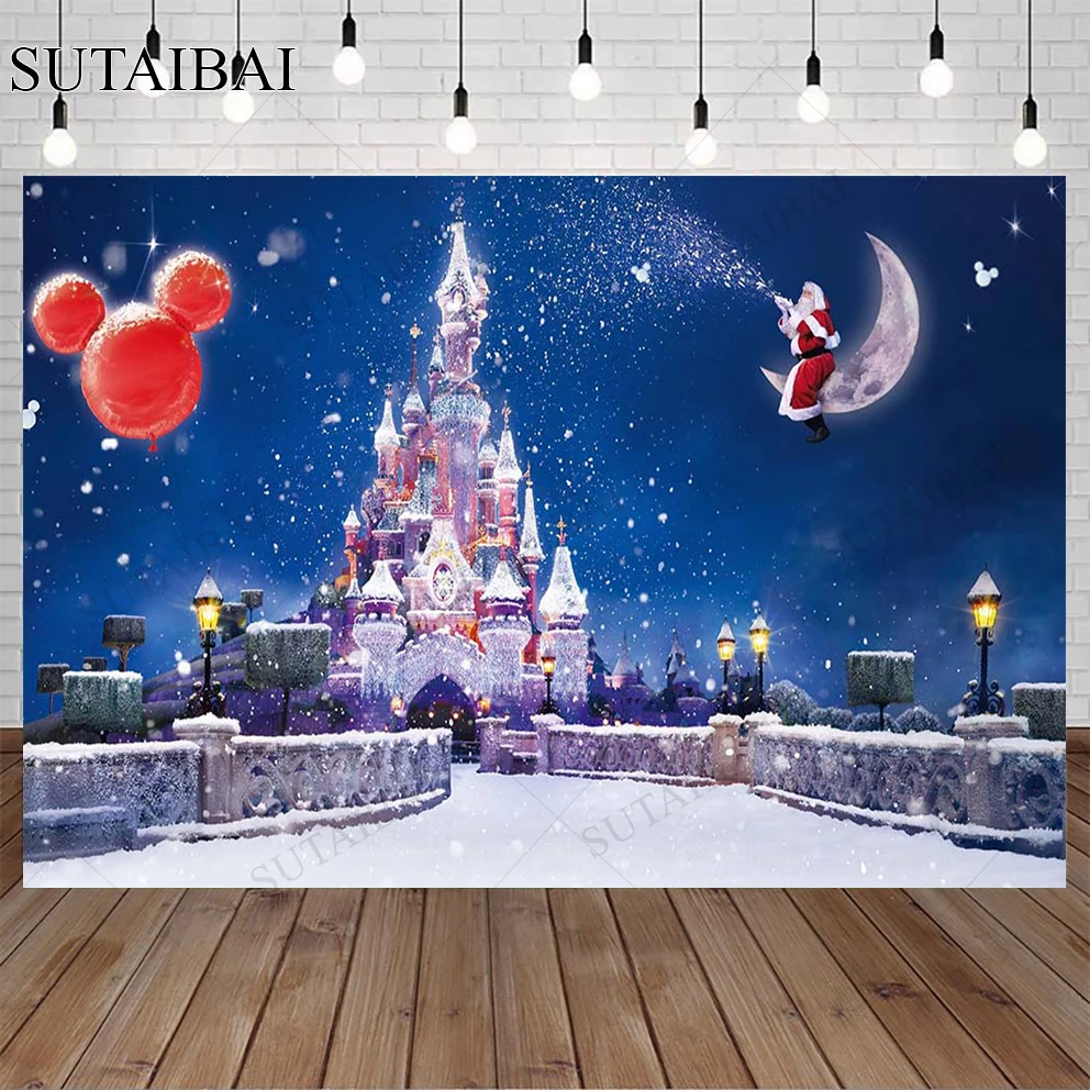 Winter White Snowflake Photography Background Decoration Crystal Palace New Year Family Party Christmas Background Photography