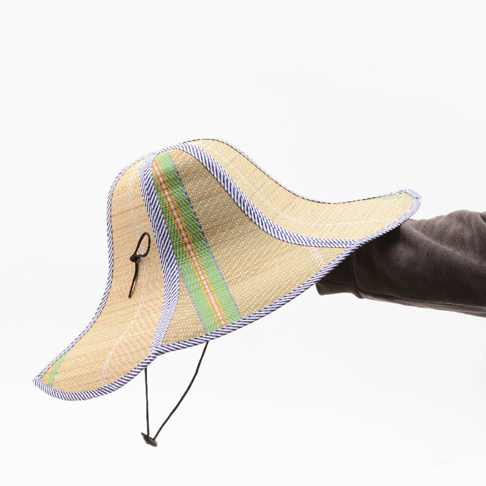 Summer Straw Wide Brim Hat Fisherman Sun Hat Rattan Straw Hat Folding Anti-ultraviolet Garden Fishing Sunshade Hat