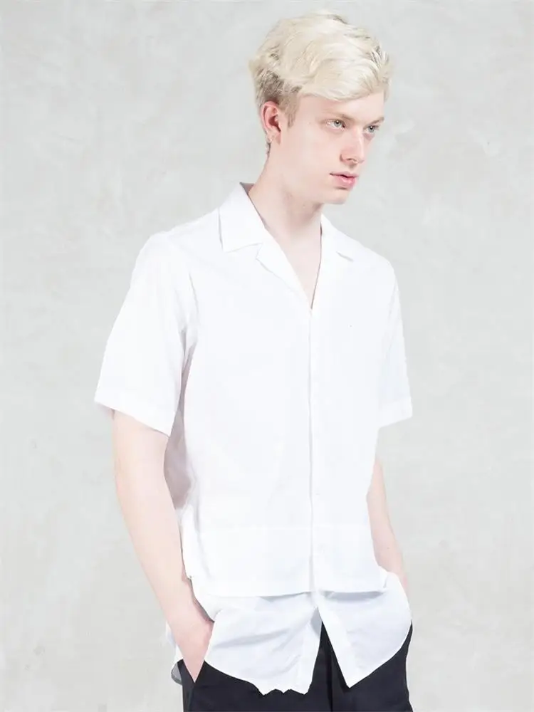 Men's new style men's small fresh fashion casual shirt large size stage style singer performance shirt hair stylist shirt