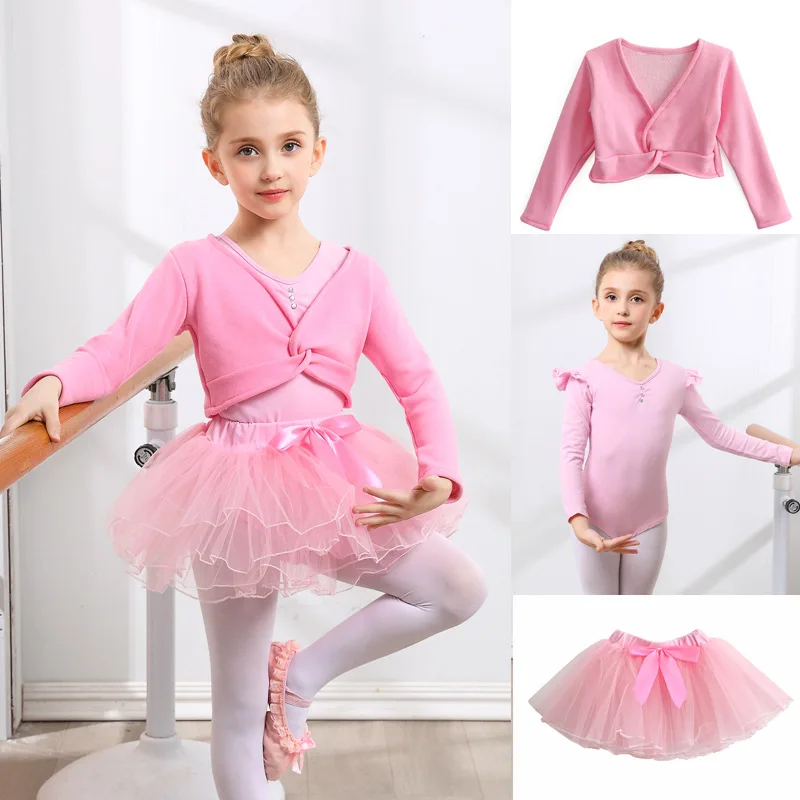 Neueste Mädchen Ballett Kleider Gymnastic Trikot Jacke Kinder Dance Kleidung Mit Mantel Für Kinder Tanzen Praxis Kostüm Rock