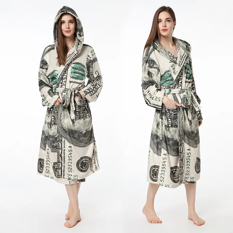 Women Robes USD Dollars Design Winter Warm Flannel Nightdress Sleepwear Female Pajamas Home Clothes Floral Dressing Large Plus