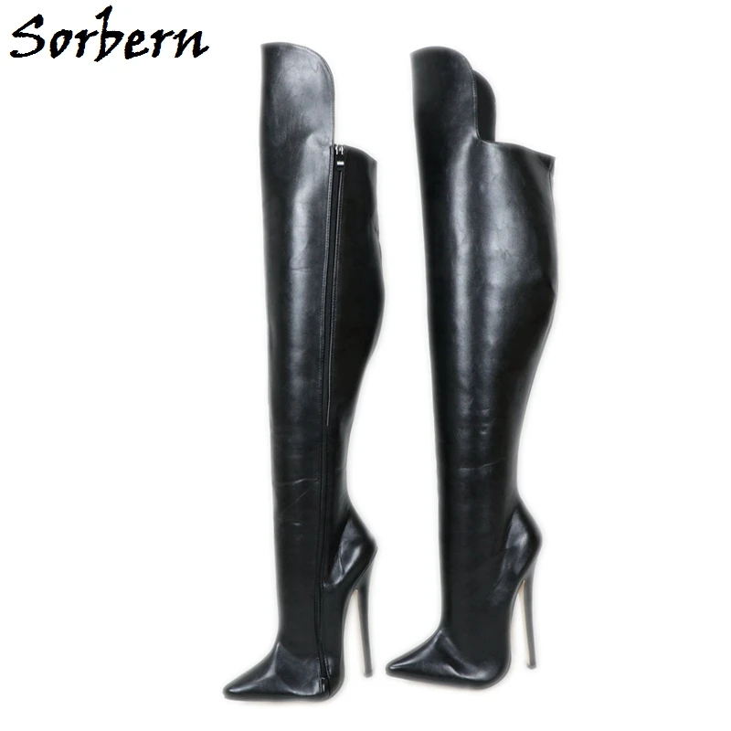 

Sorbern Thick Winter Boots High Front Short Back 18Cm Spike High Heel Fetish Boots Bed Photo Drag Queen Boots For Crossdressers