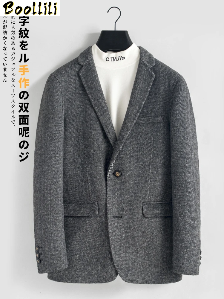 

Men's Wool Boollili Coat Spring Autumn Double-sided Woolen Coat Men Jacket Casual Blazer Overcoat Abrigo Hombre